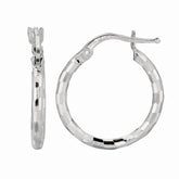 Sterling Silver Diamond Cut Squares Small Hoop Earring